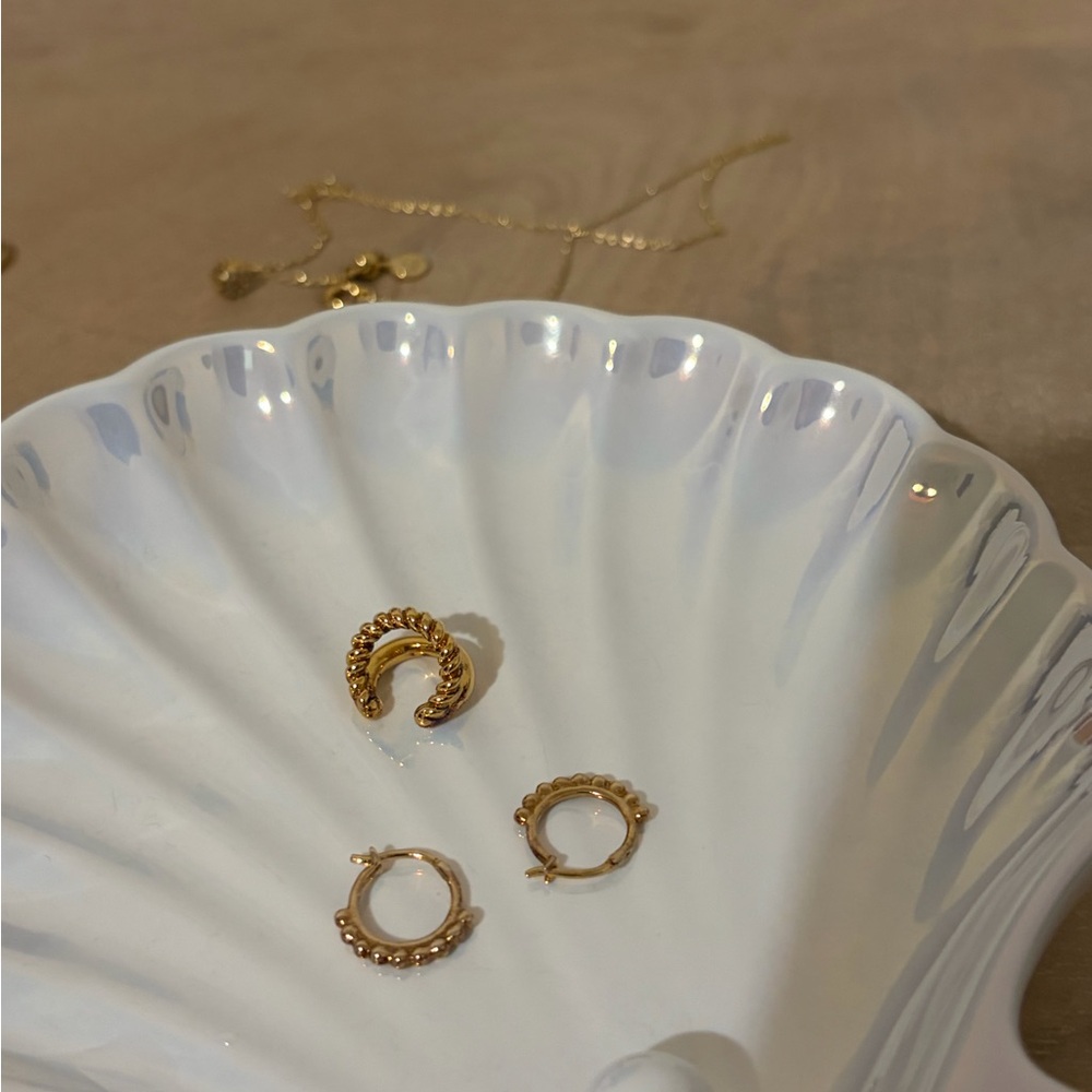Missoma Lucy Williams Gold Mini Beaded Hoops and Ear Cuff Bundle